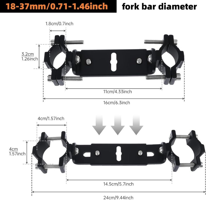 Windance Adjustable Front Fork Light Mounting Bracket Multi-Functional Clamp Expansion Mounting Holder for Motorcycle Scooter E-Bike ATV Dirt Pit Bike (18-37mm/0.71-1.46inch) - Image 2